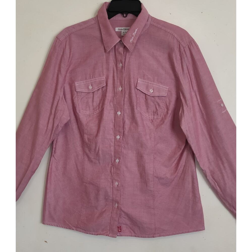 Ohio State Womens Oxford Shirt CUTTER & BUCK XL Button Up RED CHECKER Buckeyes